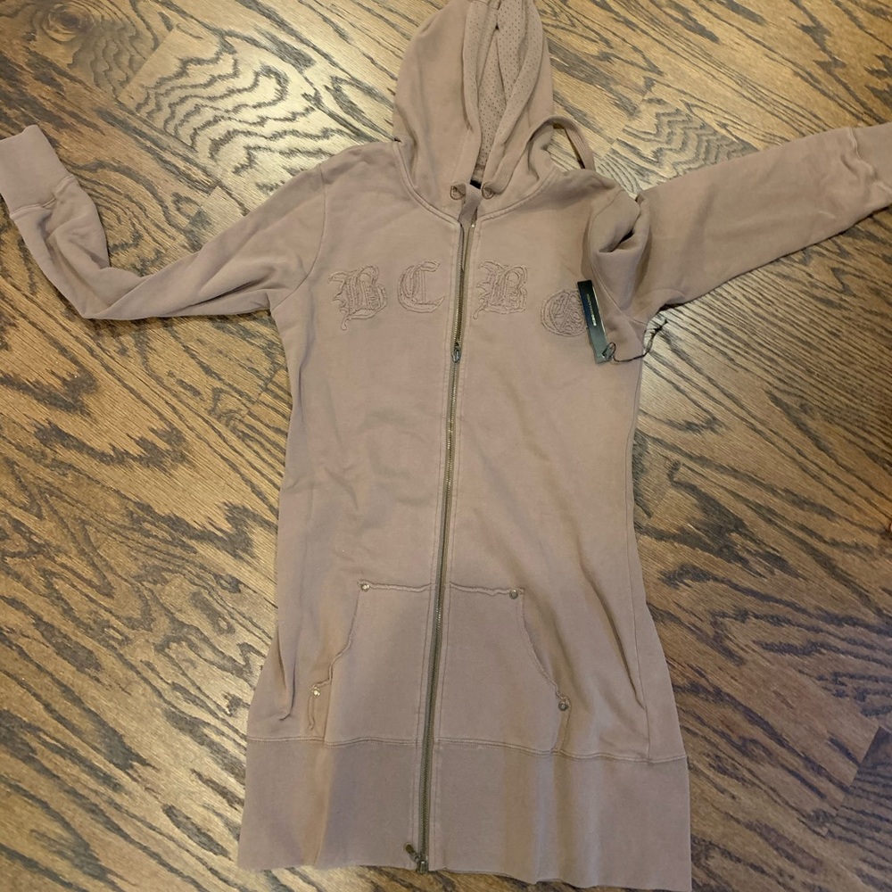 BCBG hooded tunic length sweatshirt